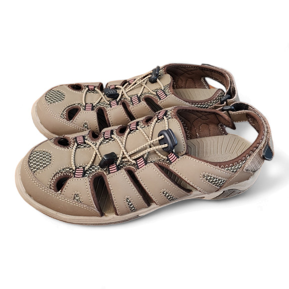 Eddie Bauer Blakely Brown Leather Sport Hiking Sandals Women’s Size 10M - Picture 2 of 13